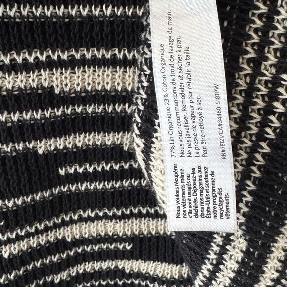$198 Eileen Fisher Black Natural Stripe Knit Organic Linen Sweater M 331 - Picture 5 of 5